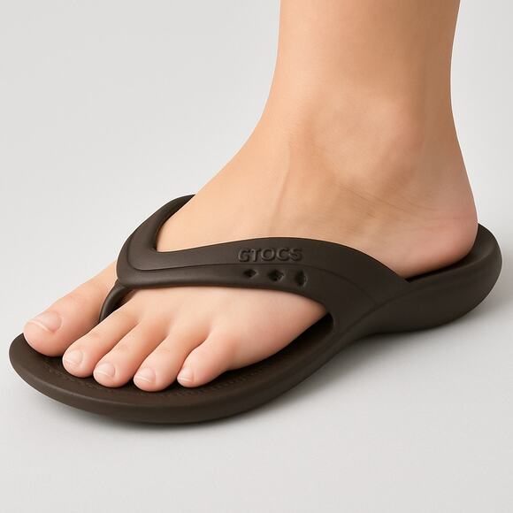 Crocs Brown Flip Flop Sandals Women’s 9 Comfort Lightweight Summer Beach - Picture 1 of 8